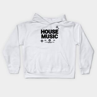 HOUSE MUSIC  - Font And Stars (Black) Kids Hoodie